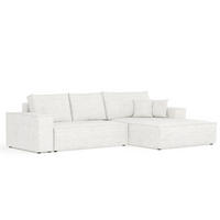 ECKSOFA TAURI mit Schlaffunktion Creme im Neve Stoff - Creme/Schwarz, Holz/Holzwerkstoff (294/185cm) - AltaBeds