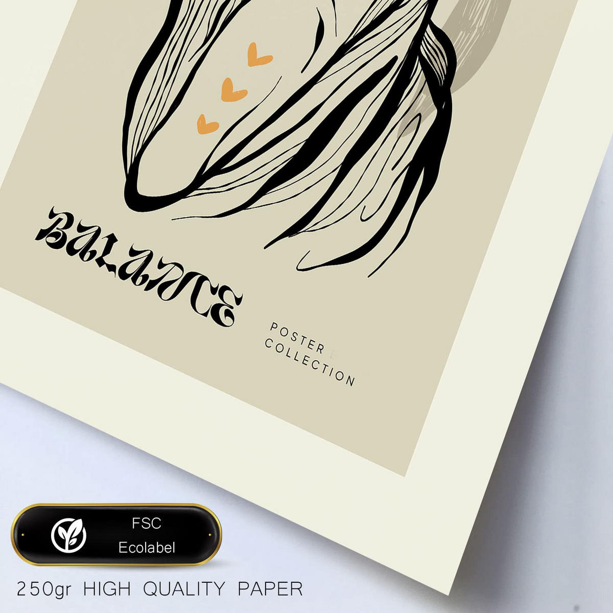 POSTER Set Mit 6 Schwarze Tinte Freundschaft Größe A3 & A4 Schwarzer Rahmen - Schwarz, Papier (29.7/1cm) - Nacnic