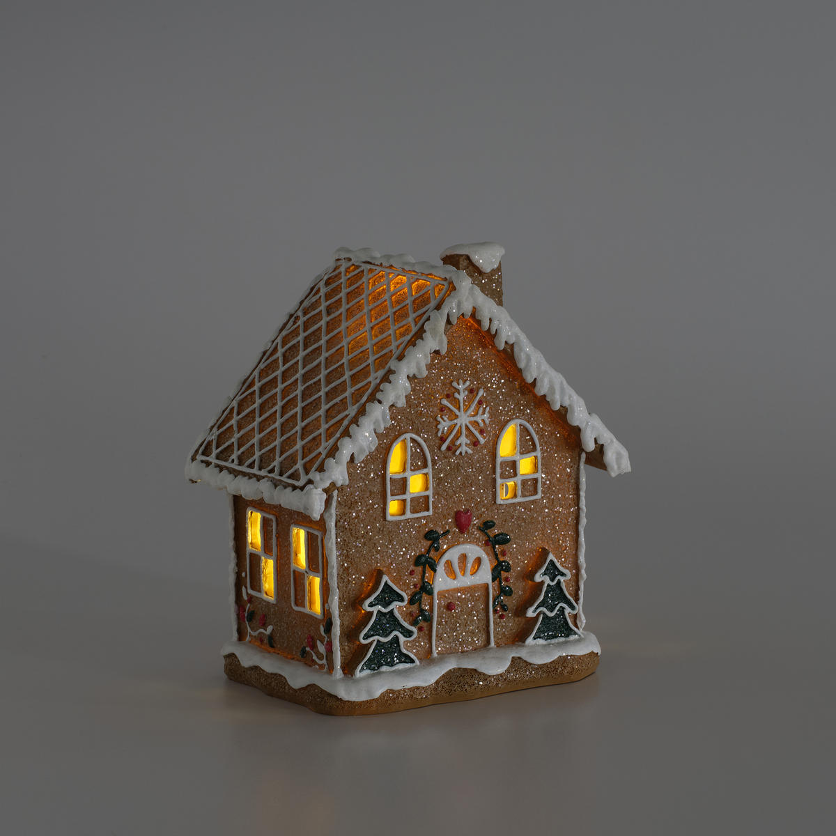 LEDFIGUR Charmhouse, Braun, 16x10x14 cm, Dekorative Weihnachtsdeko - Braun, Kunststoff (10/16/14cm) - home&you
