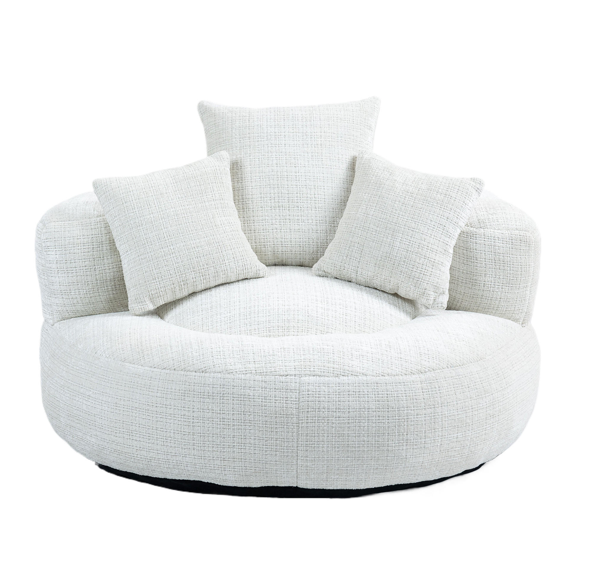 OKWISH RELAXAČNÍ křeslo 108/108/52 cm béžová z žinylky s vysokým opěradlem a područkami