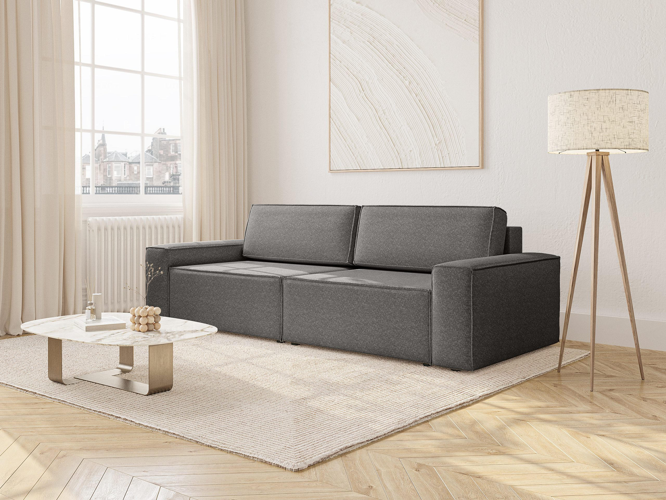 Thumbnail - Fedve Sofa, Graphit, Textil, 246x70x185 cm, Wohnzimmer, Sofas & Couches, Schlafsofas