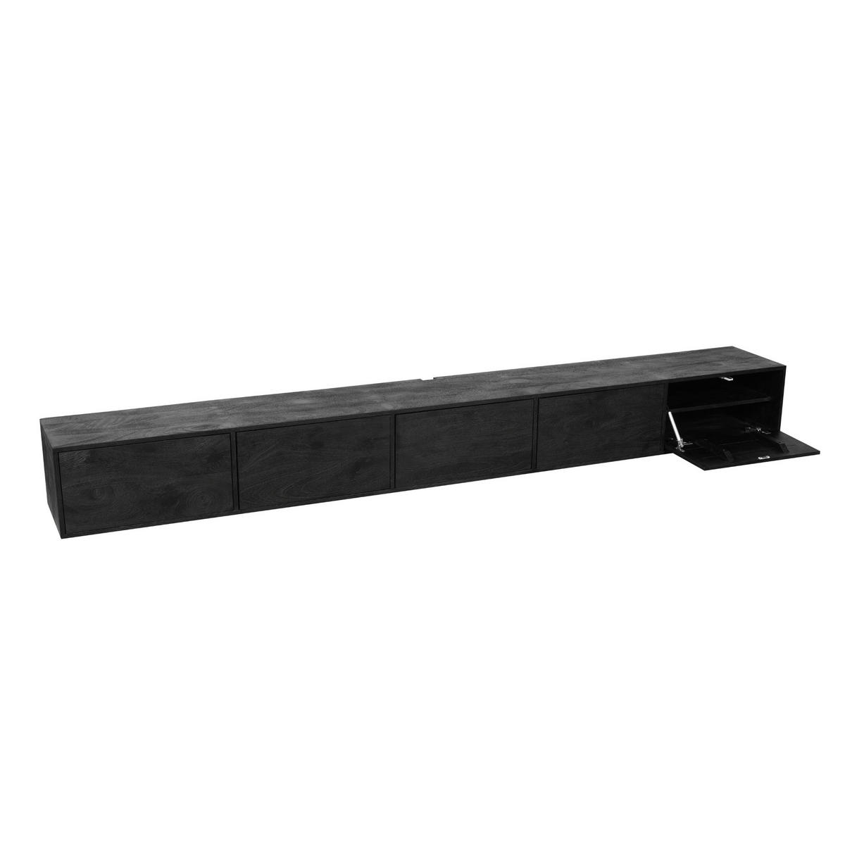 LOWBOARD Quantum Mangoholz 280 cm / 35 cm Schwarz - Schwarz, Holz (280/30/35cm) - Villa Möbel