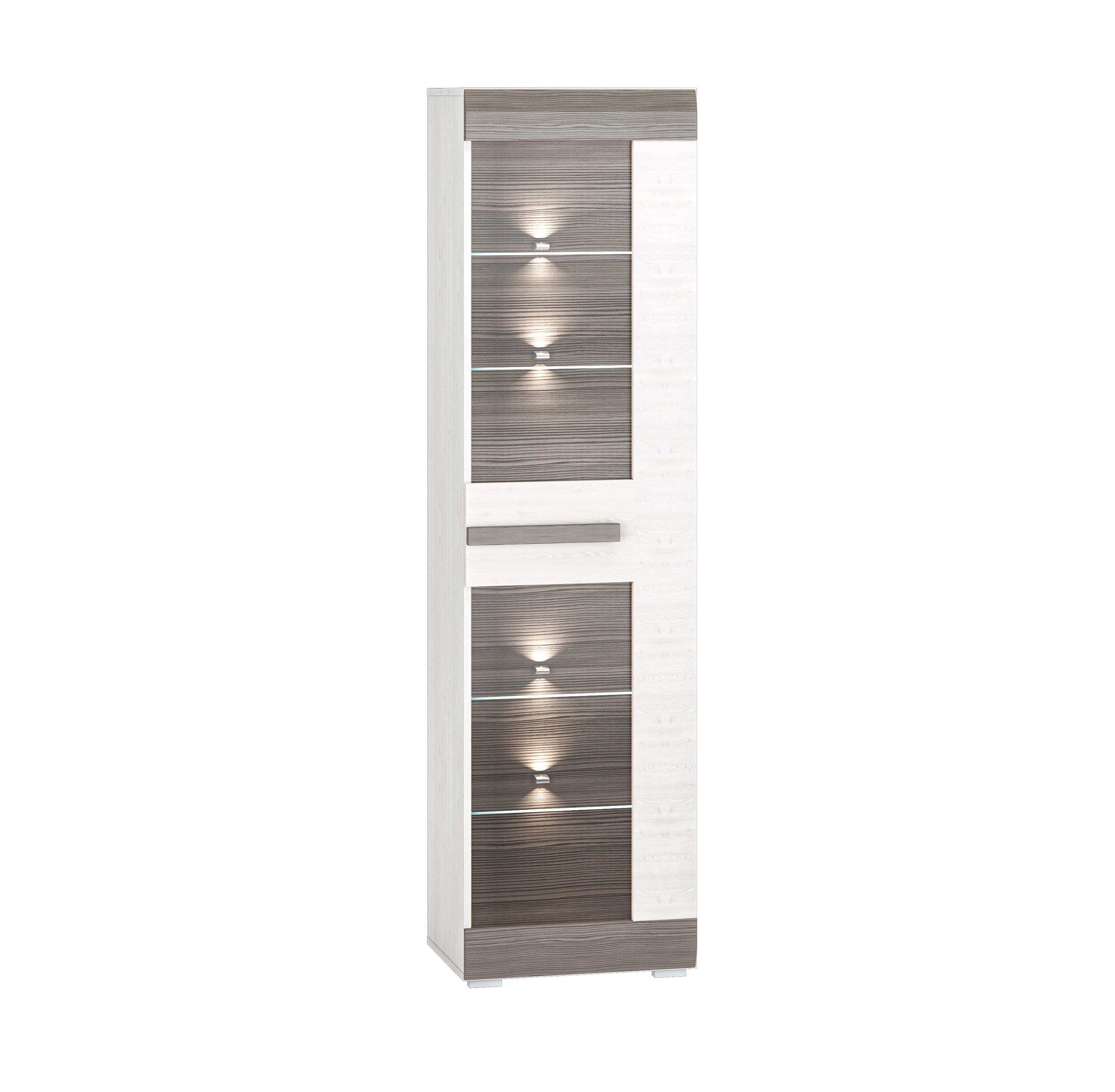 VITRINE Blanco Pinie weiß / grau 55 / 42 / 202cm - Weiß, Holz/Holzwerkstoff (55/202/42cm) - Feldmann-Wohnen
