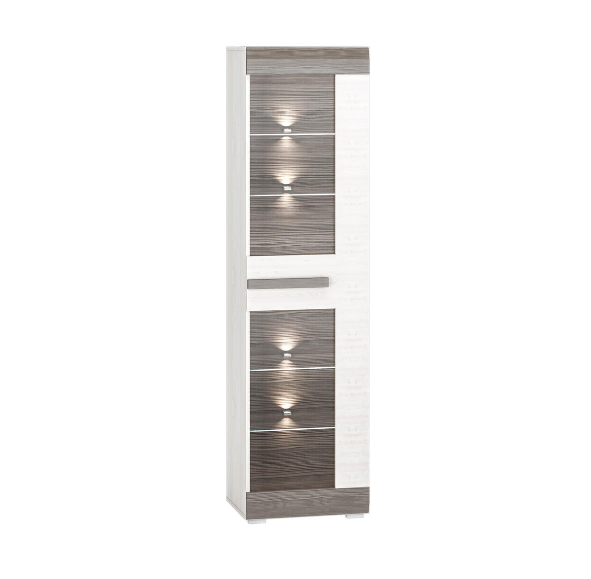 VITRINE Blanco Pinie weiß / grau 55 / 42 / 202cm - Weiß, Holz/Holzwerkstoff (55/202/42cm) - Feldmann-Wohnen