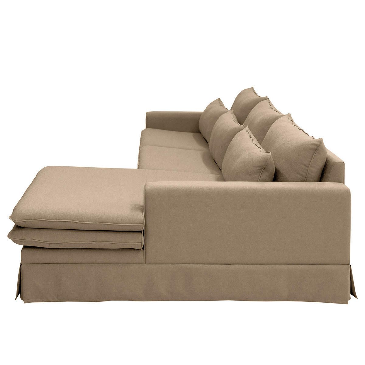 ECKSOFA mit Husse - Longchair, Webstoff - Hellbraun/Schwarz, Kunststoff/Textil (300/175cm) - home24