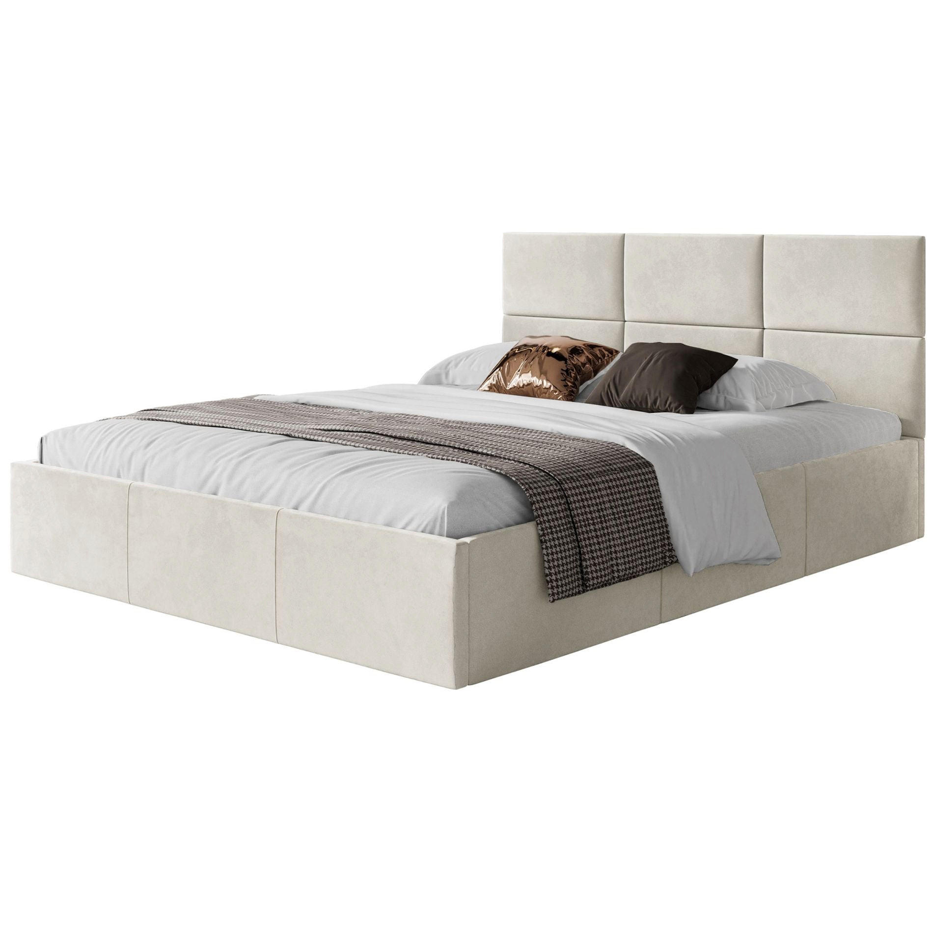 POLSTERBETT Nestio Creme Samt 140x200 cm - Creme, Kunststoff/Textil (140/200cm) - Selsey