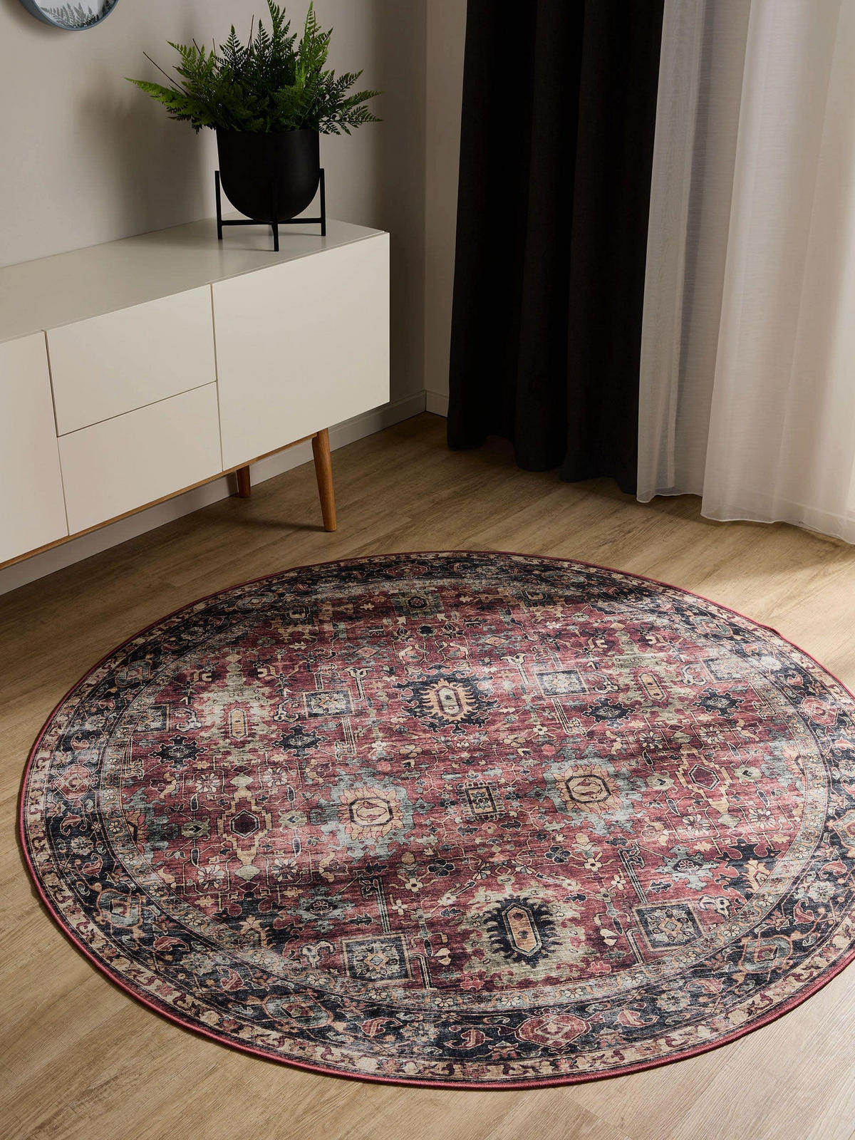 VINTAGE-TEPPICH George waschbar ø 160 cm rund - Multicolor, Kunststoff (160/160cm) - benuta