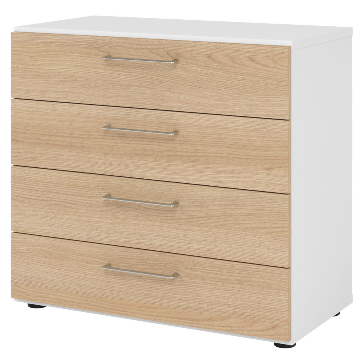 SCHUBLADENSCHRANK - 4 Schübe 42/80/74,8 cm in Weiß/Eichefarben - Eichefarben/Weiß, Holzwerkstoff (80/74.8/42cm) - bümö