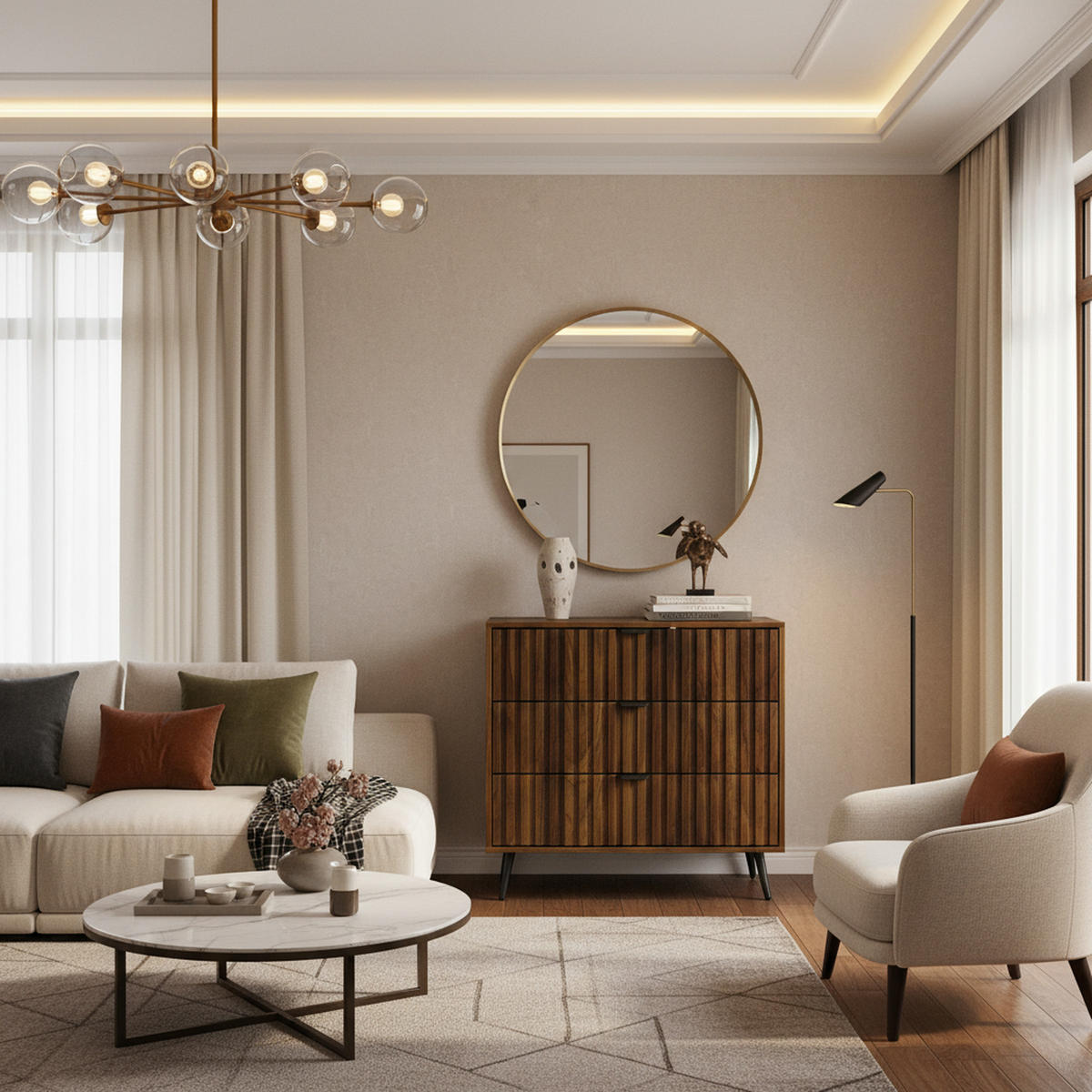 SIDEBOARD 80 cm Walnuss – Sideboard mit 3 Schubladen & Metallbeinen Modern - Walnussfarben/Schwarz, Holzwerkstoff (80/78/38cm) - Urban Meuble