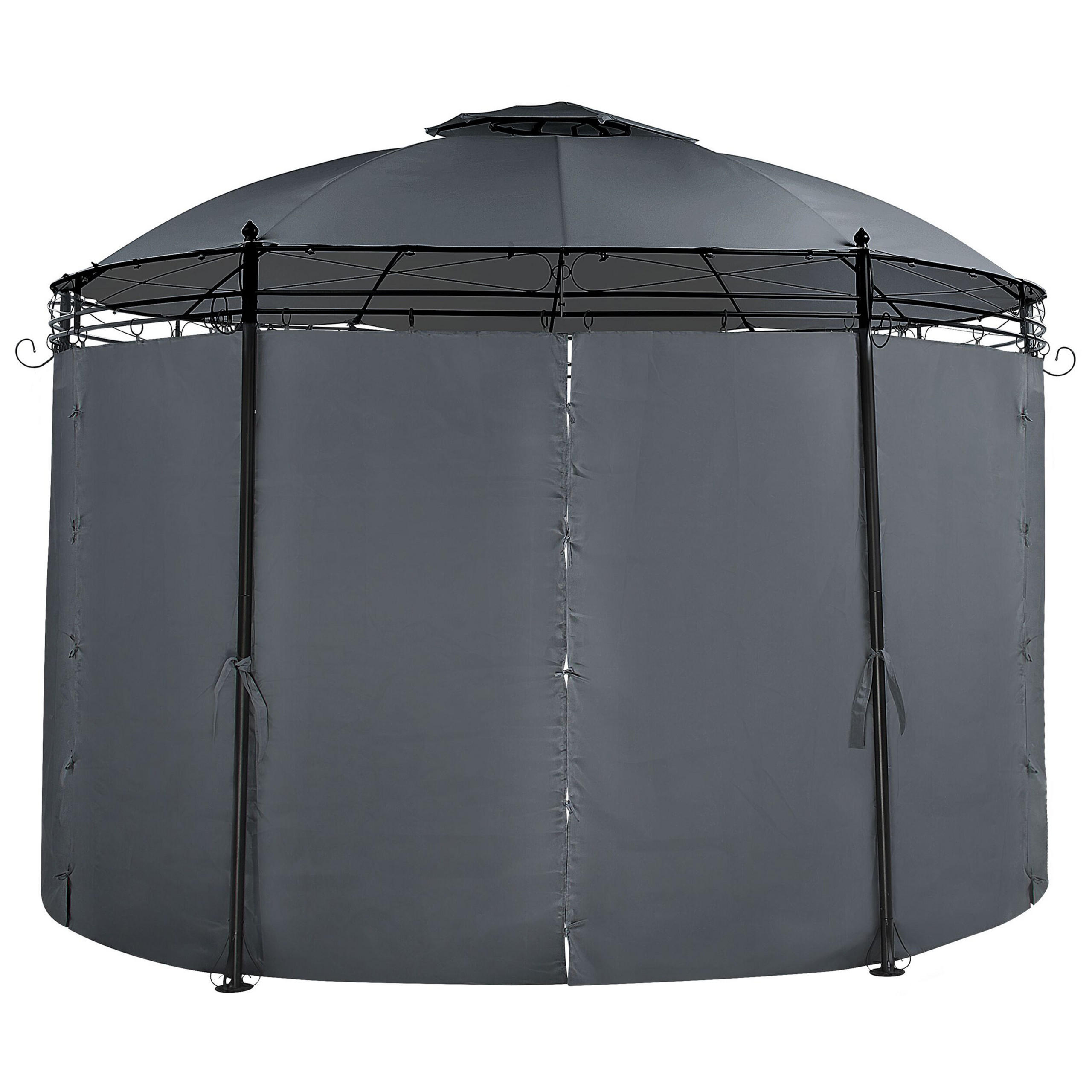 PAVILLON Stahl graphitgrau ⌀ 368 cm Safara - Schwarz/Grau, Metall (368/275/368cm) - Beliani