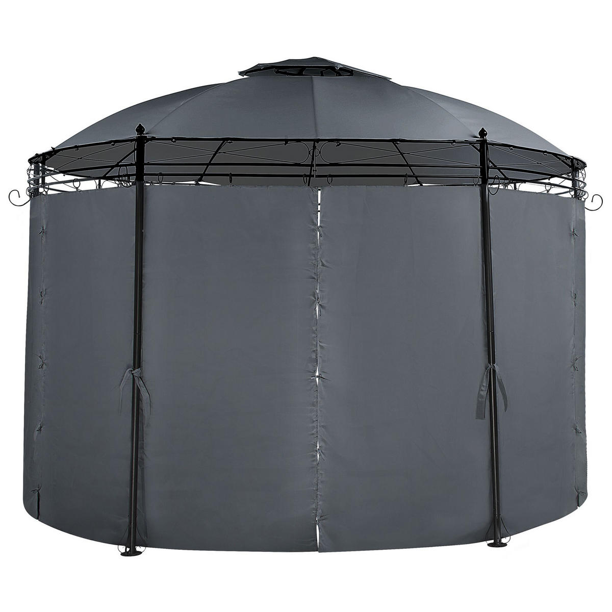 PAVILLON Stahl graphitgrau ⌀ 368 cm Safara - Schwarz/Grau, Metall (368/275/368cm) - Beliani