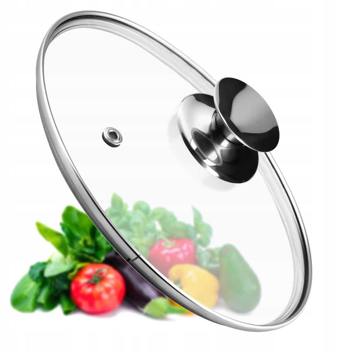 DECKEL mit silbernem Griff, 26 cm - Transparent, Glas/Metall (26cm) - KADAX