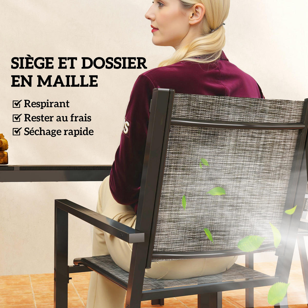 GARTENTISCHGRUPPE DE-18102 150 cm Tisch mit Lattenplatte, 6 Stühle Schwarz - Schwarz, Metall - ComfortXL