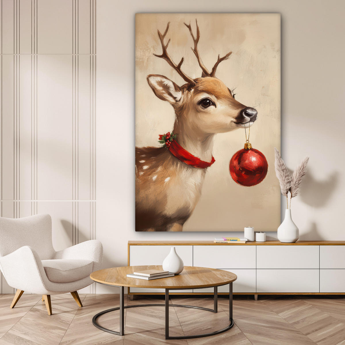 SLIKA NA PLATNU Božič 90x140 cm - svetlo rjava, tekstil (90/140cm) - MuchoWow