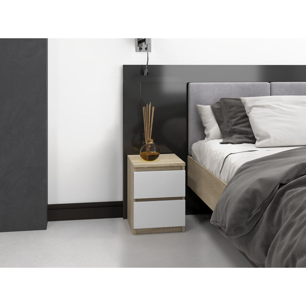 Thumbnail - CDF Nachttisch, Blau, Sonoma Eiche, Holzwerkstoff, 30x40x30 cm, Schlafzimmer, Nachttische