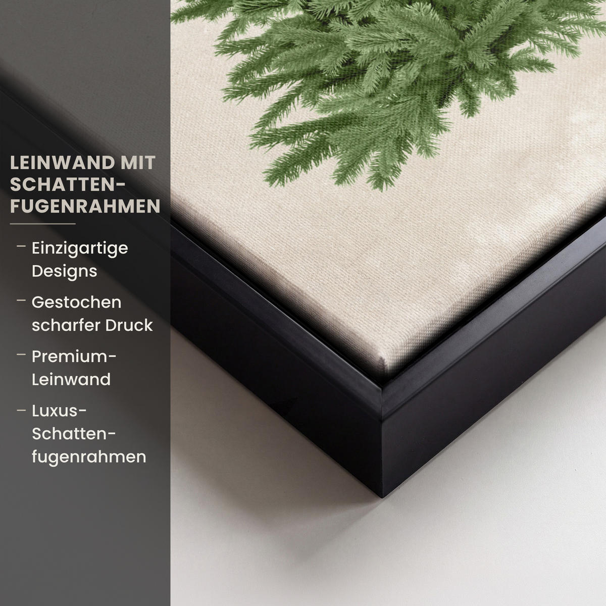 LEINWAND Bilder mit Rahmen - Weihnachtsbaum - Grün - Weihnachten - Feiertage - 20x30 - Olivgrün, Textil (20/30cm) - MuchoWow