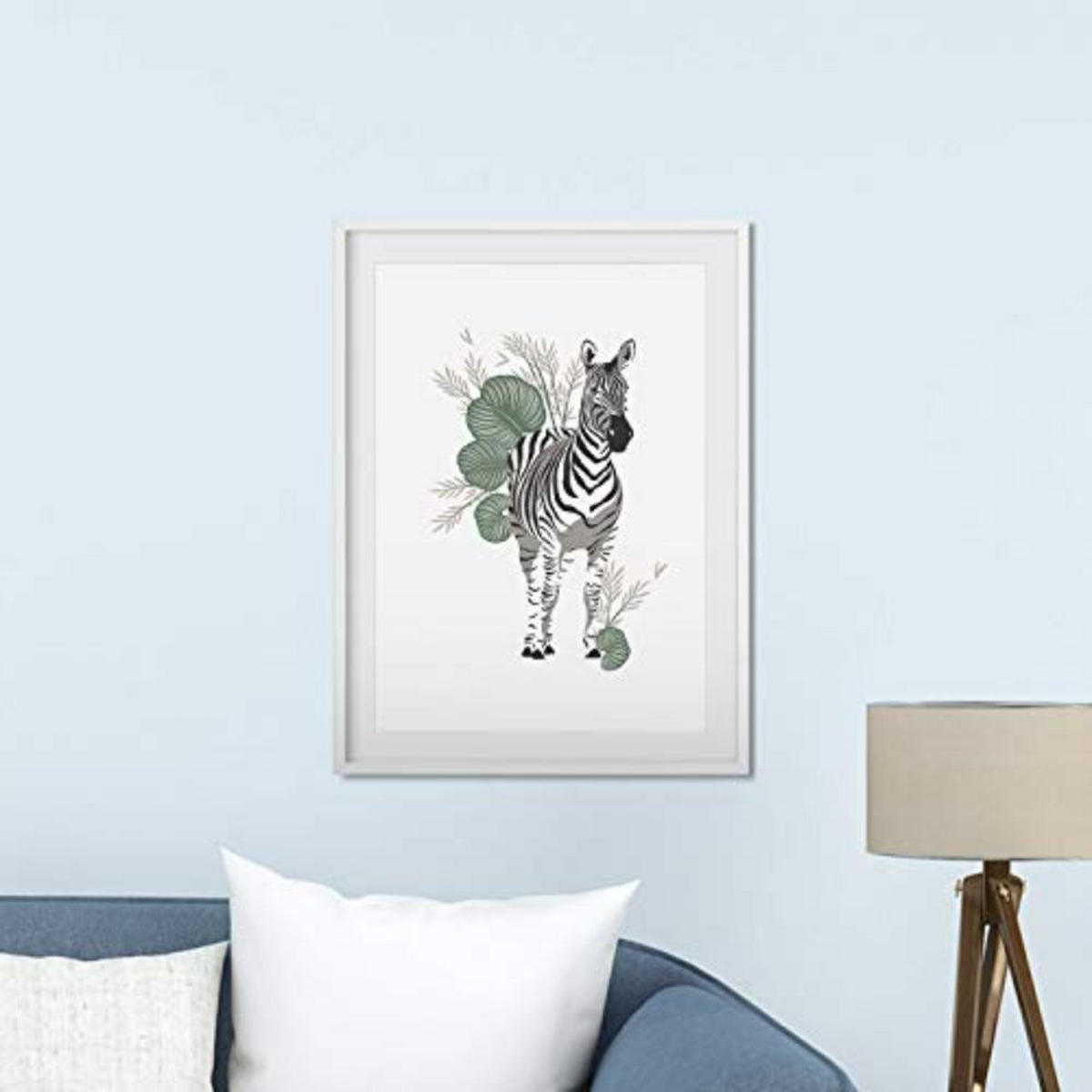 POSTER Set mit 4 GiraffenzebraKlinge, Blumen und Pflanzen aus dem Dschungel A3 Rahmenlos - Klar, Papier (29.7/3cm) - Nacnic