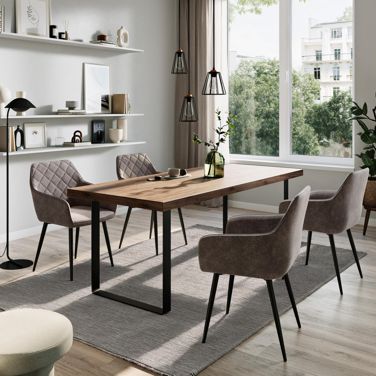 POLSTERSTUHL Grau 2er Set - Grau, Textil (57/65/57cm) - Home Collective
