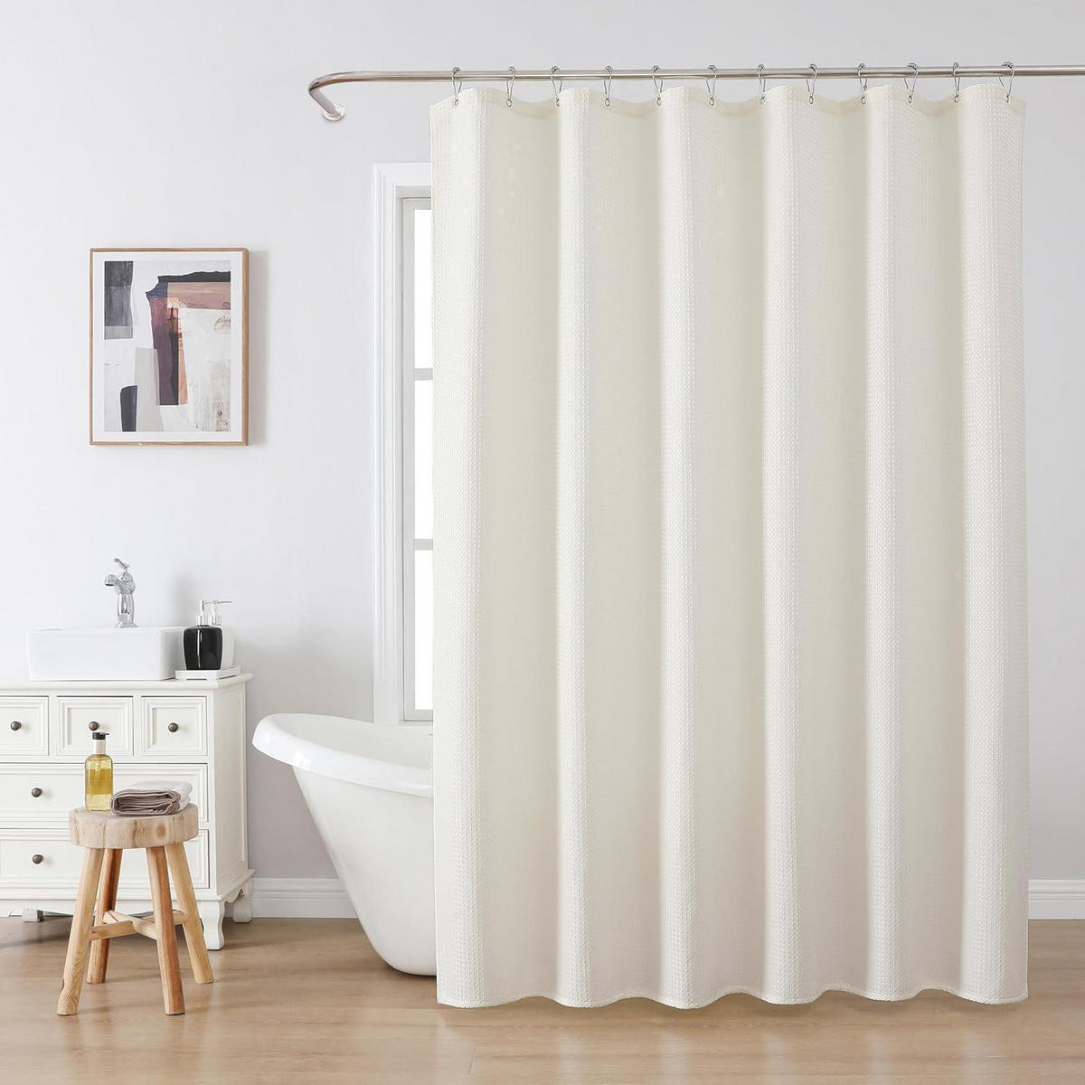 DUSCHVORHANG Waffelstoff Creme 182 x 214 cm - Creme, Textil (182.9/213.4cm)