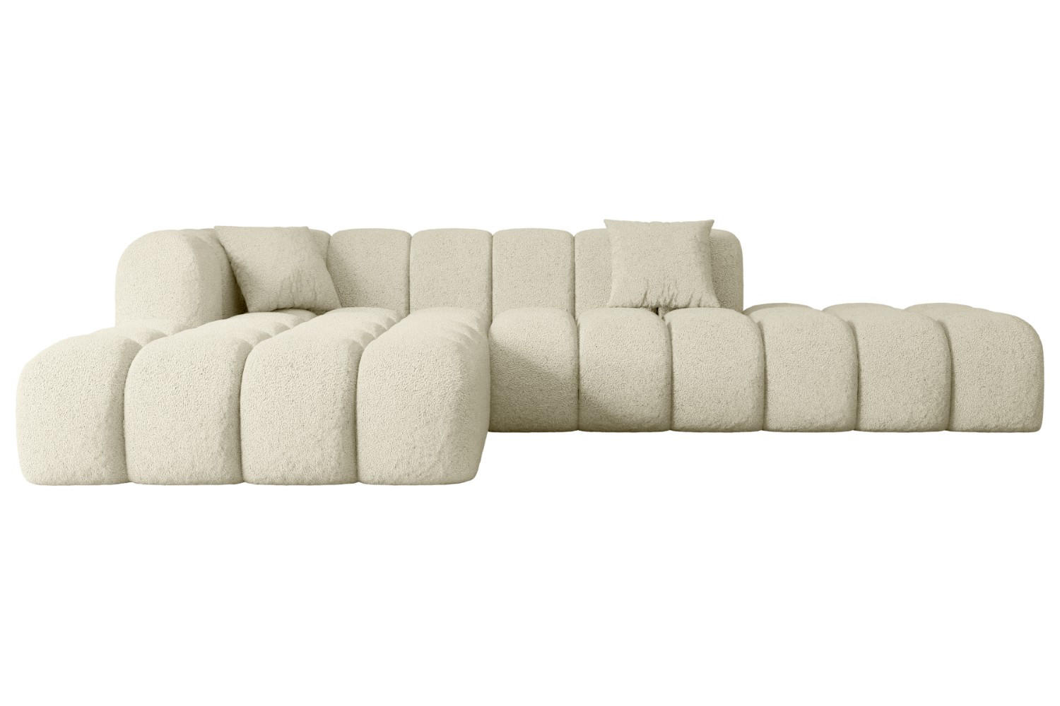 ECKSOFA Ottomane Links OLEA-L2 - 289x176x71 cm Beige - Creme/Schwarz, Holzwerkstoff/Kunststoff (190/309cm) - ALTDECOR