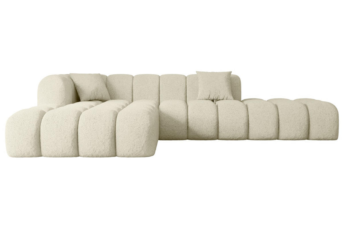 ECKSOFA Ottomane Links OLEA-L2 - 289x176x71 cm Beige - Creme/Schwarz, Holzwerkstoff/Kunststoff (190/309cm) - ALTDECOR
