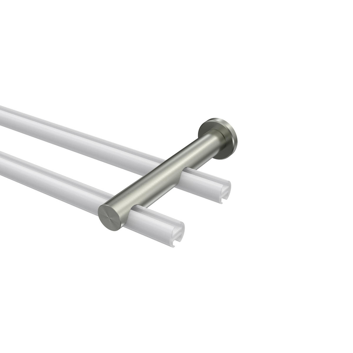 TRÄGER FÜR GARDINENSTANGEN 20 mm Ø, Platon 2-läufig, Edelstahl-Optik - Edelstahlfarben, Metall (16/4/4cm) - INTERDECO