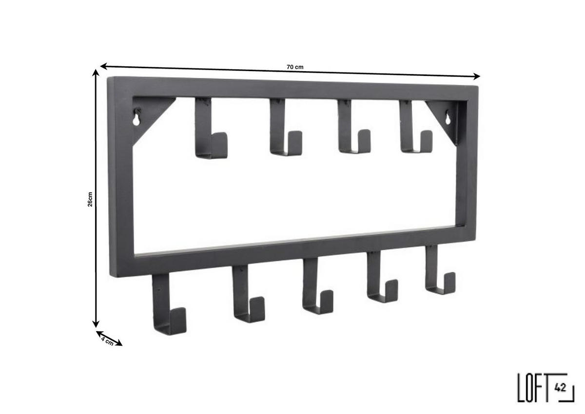 KLEIDERABLAGE Bono Schwarz - Schwarz, Metall (26/50/4cm) - LOFT42
