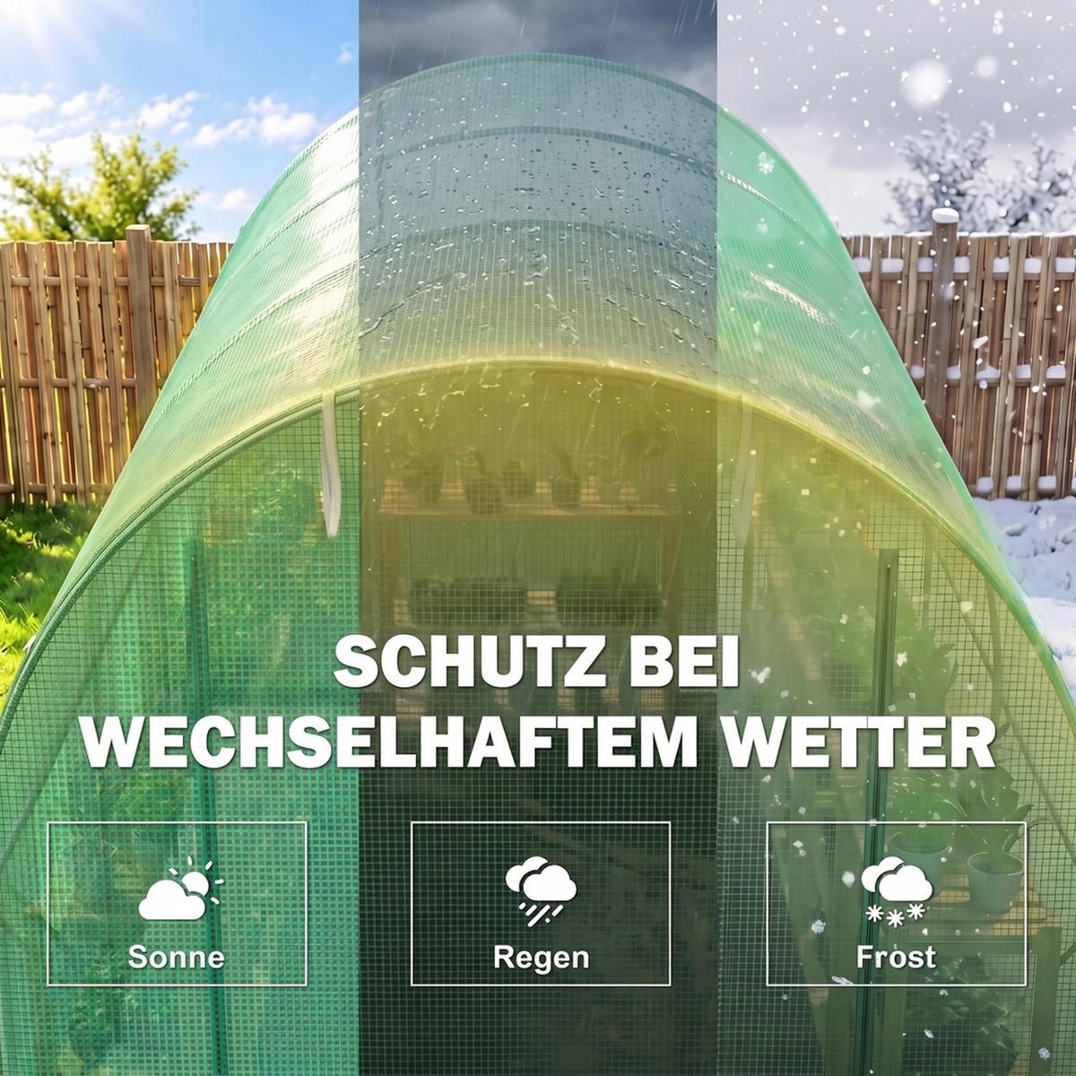 FOLIENGEWÄCHSHAUS, Grün, PE, Stahl - Grün, Kunststoff (200/200/350cm) - Outsunny