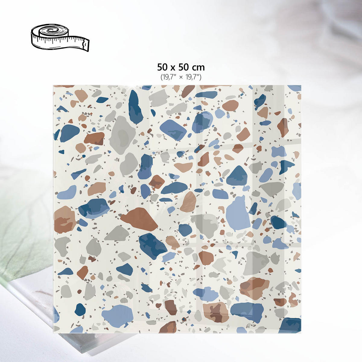 TISCHPLATTE 50x50 cm – Steinmosaik - Beige, Glas (50/50/0.4cm) - Wallfluent