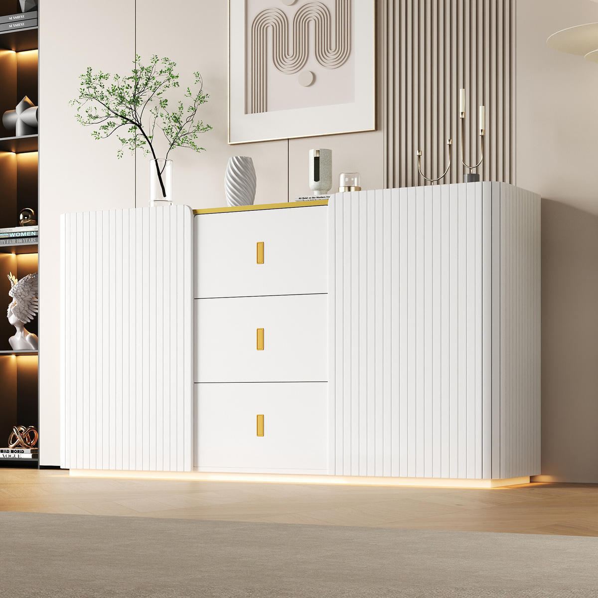 SIDEBOARD Weiß 150/35/80 cm - Weiß, Holzwerkstoff (35/80/150cm) - Urban Meuble