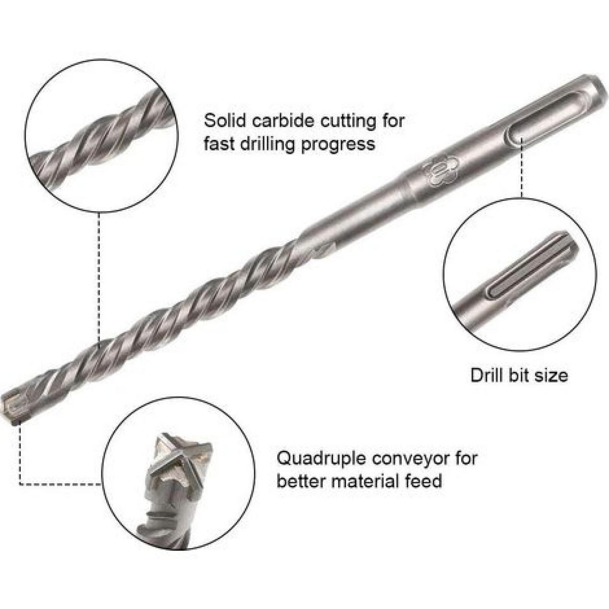 BOHRER - 9 Stück, 5-16 mm - Hartmetall - Silberfarben, Metall (16/16/1cm) - DCA