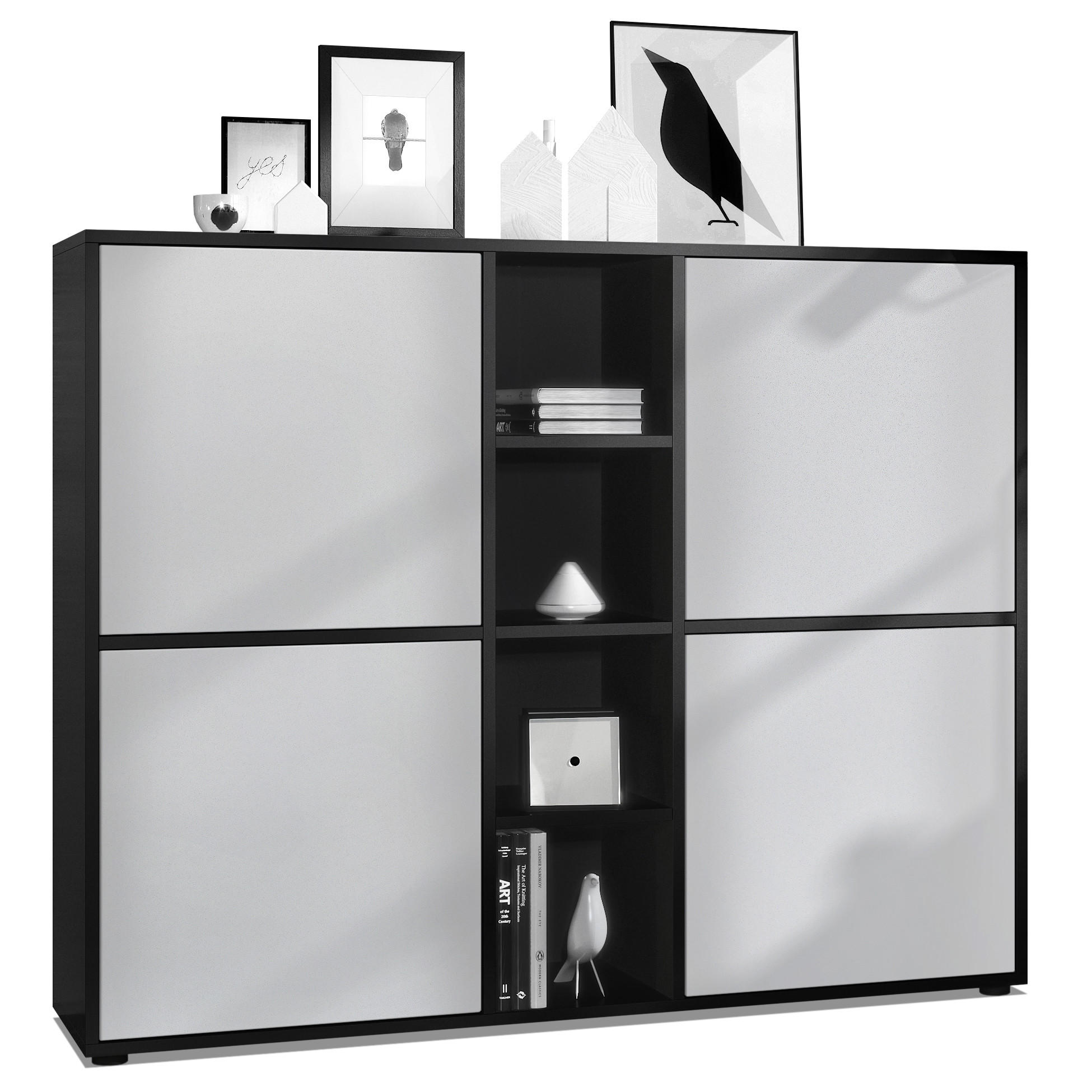 HIGHBOARD Cuba Türen in Hellgrau seidenmatt - Greige, Holzwerkstoff (130.5/105.5/35.5cm) - Vladon