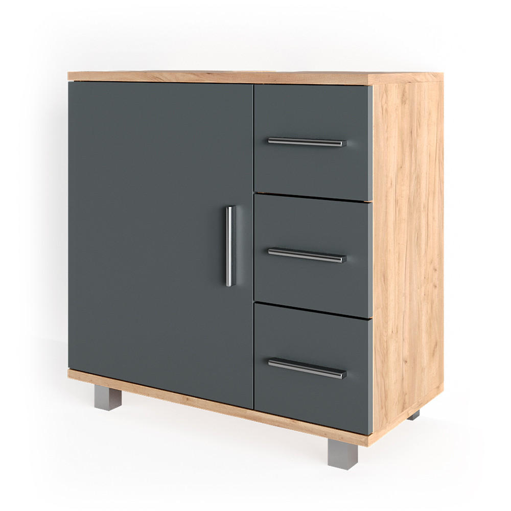 WASCHBECKENUNTERSCHRANK Ilias Goldkraft Eiche 60 x 60 cm - Eiche Wotan, Holzwerkstoff (60/60.8/33cm) - Vicco