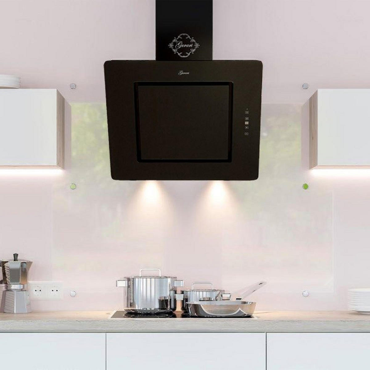 DUNSTABZUGSHAUBE GCH S 155 60 BL Prime + Umluftset, 60 cm Schwarz - Schwarz, Glas/Metall (60/103.5/40.5cm) - Gurari