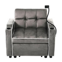 SCHLAFSESSEL Schlafsofa Einzel 3-in-1 83/167/76 cm Dunkelgrau mit Getränkehaltern und Handyhalter - Dunkelgrau, Kunststoff (83/76/167cm) - OKWISH