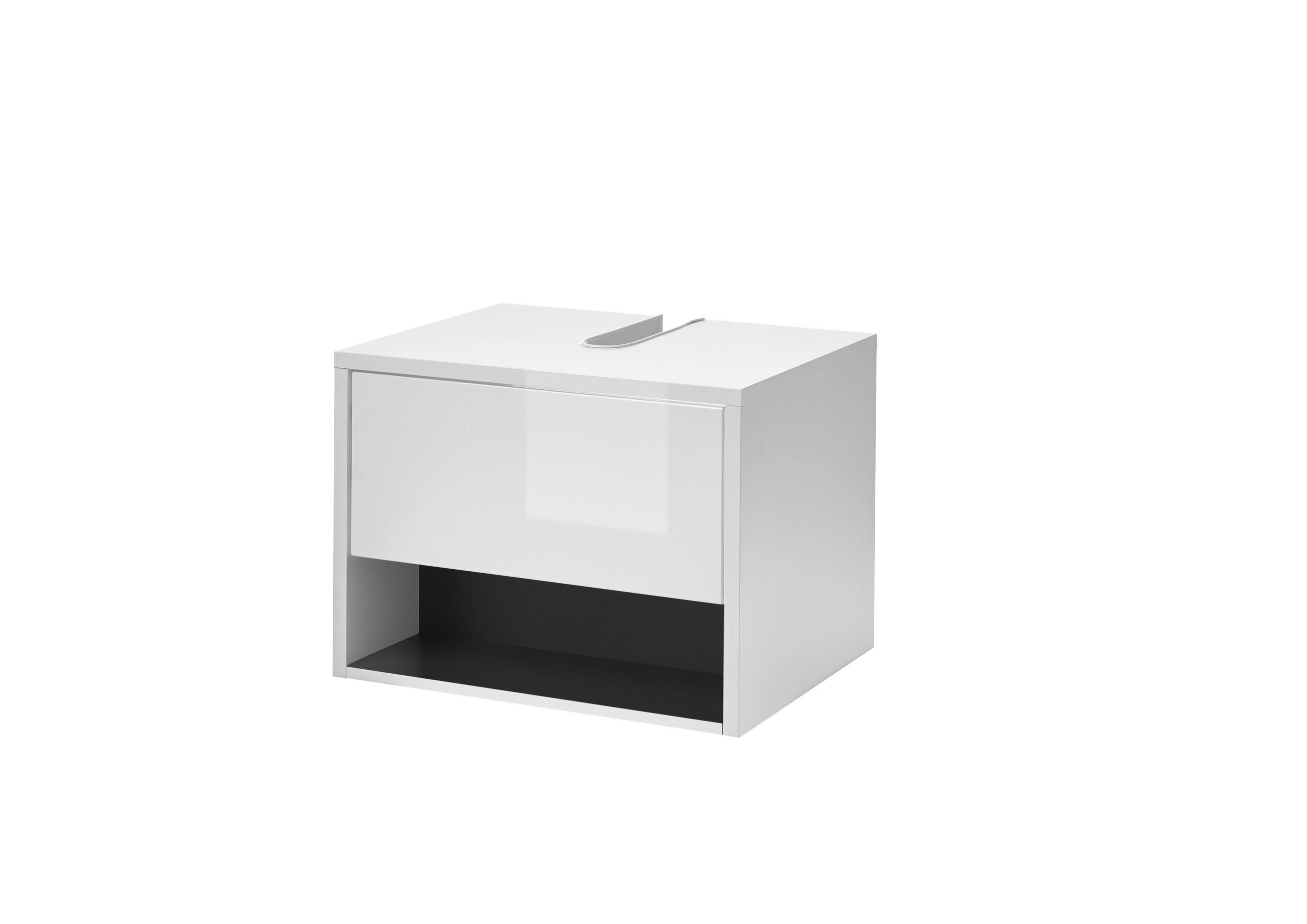 WASCHBECKENUNTERSCHRANK M20 Weiß Hochglanz & Anthrazit 60/44/46 cm schmal - Weiß Hochglanz/Anthrazit, Holzwerkstoff (60/44/46cm) - Livojo