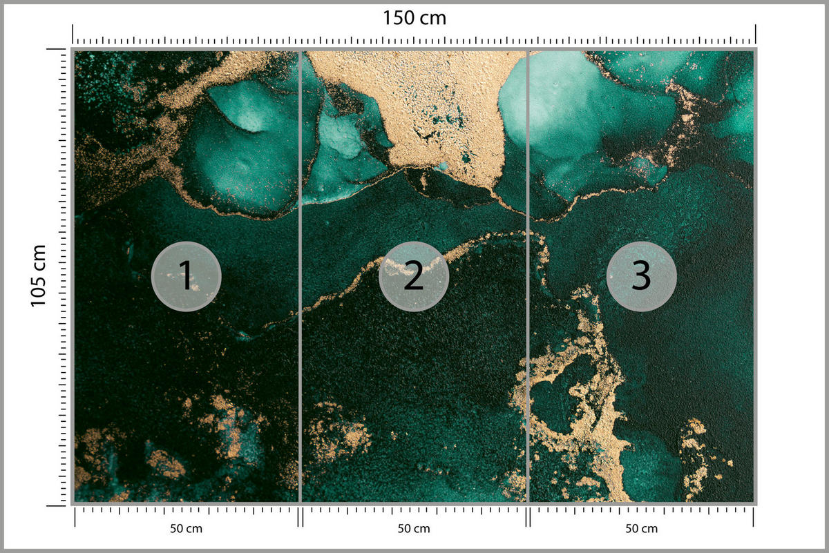 FOTOTAPETE für Küche Abstrakter Türkiser Marmor Goldimitation Modern 150x105 - Türkis, Papier (150/105cm) - Muralo