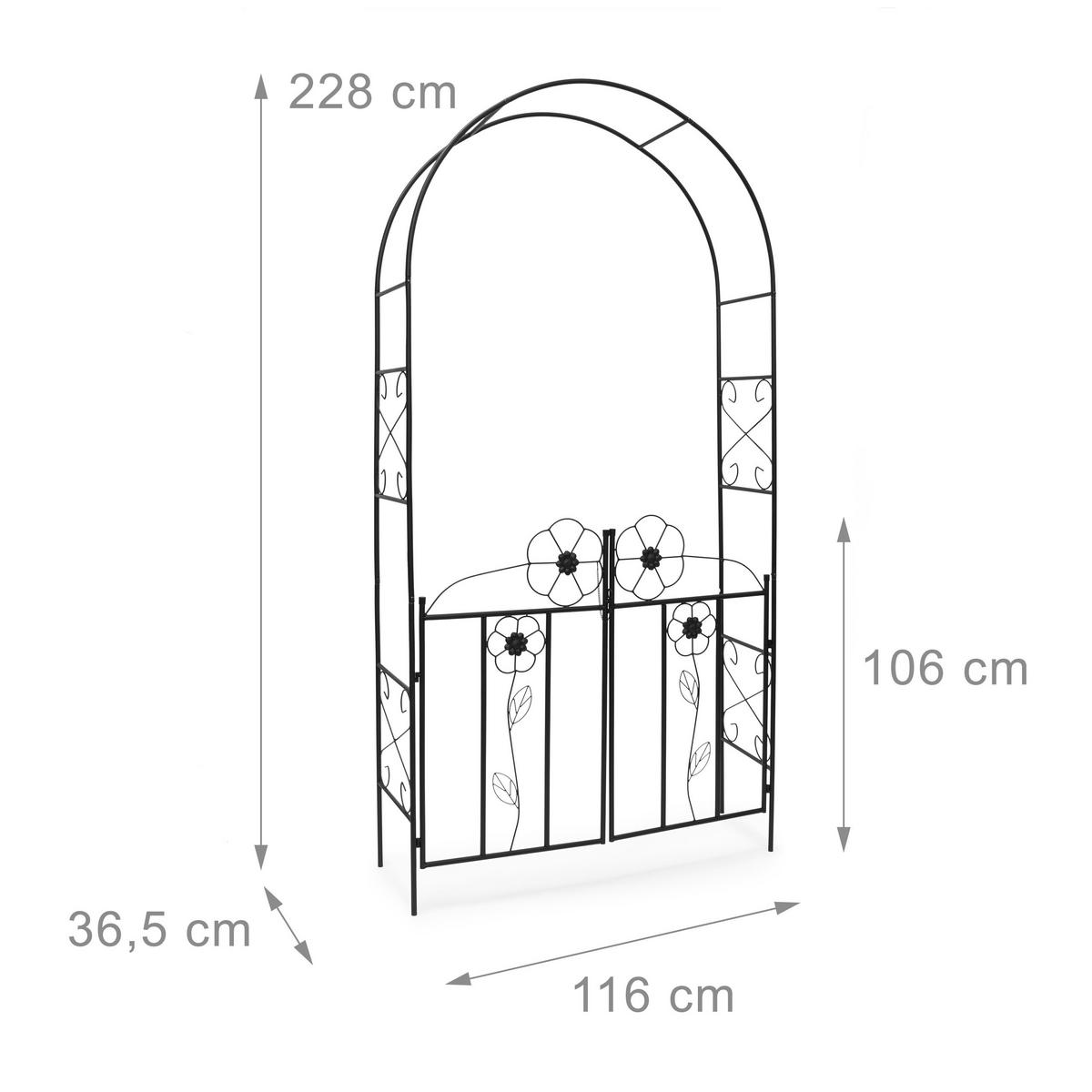 ROSENBOGEN - Schwarz, Metall (116/228/36.5cm) - Relaxdays
