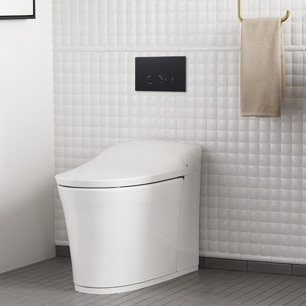WC-SPÜLTASTE – Kompatibel mit Geberit Sigma-Serien 01, 20 und 30 – Schwarz - Schwarz, Metall (31/5.5/18.5cm)