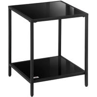 BEISTELLTISCH 40/40/50 cm mit 2 Ebenen, Hartglas und Stahlrahmen, vielseitig einsetzbar, Schwarz - Schwarz, Glas (40/40/50cm) - Redom