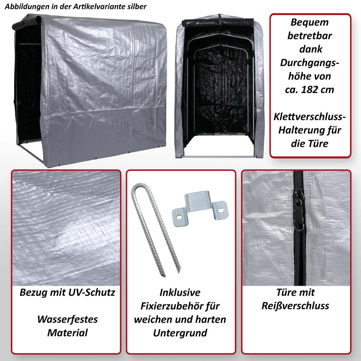 ZÁHRADNÝ DOMČEK Strieborný - strieborná, kov (121/201/201cm) - MCW