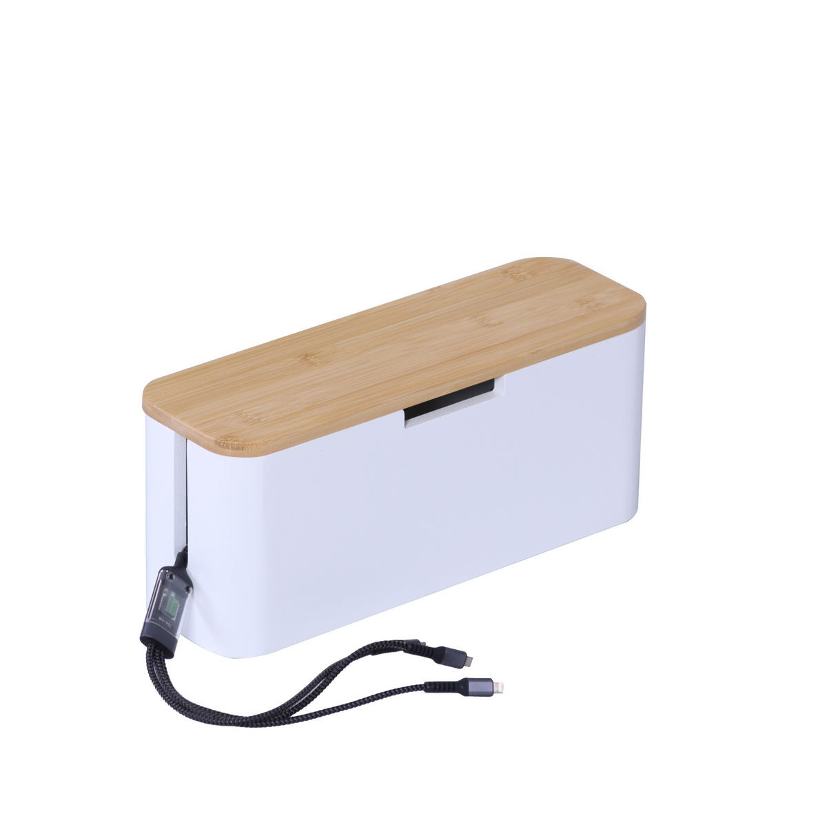 KABELBOX - Weiß, Holz/Metall (13.5/34/14.5cm) - Relaxdays
