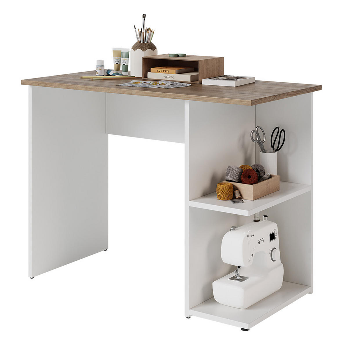 PSACÍ STŮL Simple Bílá/Artisan - bílá/světle šedá, kompozitní dřevo (50/100/76cm) - Vicco