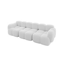 3-SITZER modulares Sofa Miko-S2 300x118x75 cm Weiß Bouclé - Schwarz/Weiß, Holzwerkstoff/Kunststoff (300/75/118cm) - ALTDECOR
