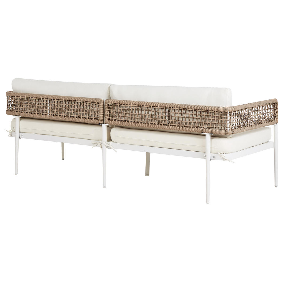 LOUNGE-SET 4-sitzer Symmetrisch Aluminium Weiß Serla - Beige/Weiß, Metall - Beliani