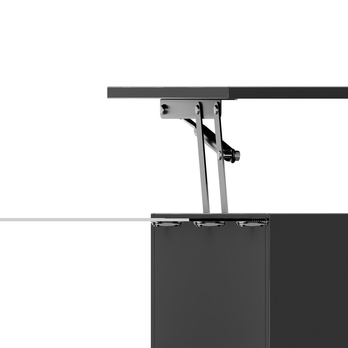 COUCHTISCH aus Spanplatte 100x50x33/47,5 cm in Schwarz mit LED-Lichtleiste - Schwarz, Holzwerkstoff (110/50/47.5cm) - Modfu