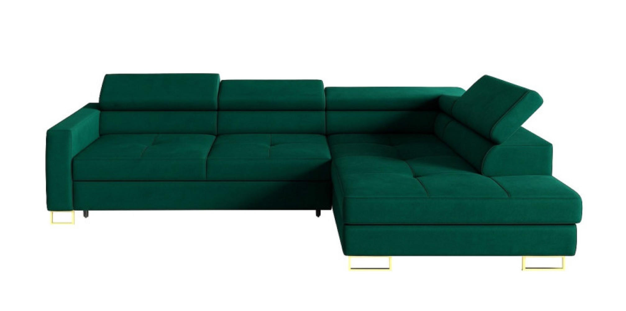 ECKSOFA Gold MERY Mit Verstellbaren Kopfstützen Rechts Ausziehbar - Grün, Textil (250/200cm) - Sepro Meble