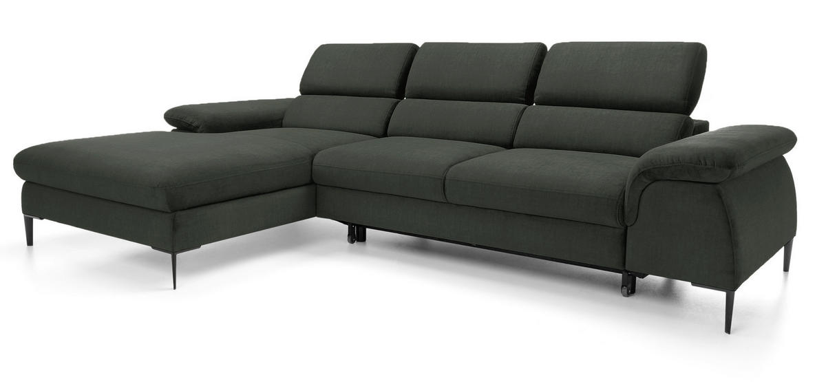ECKSOFA L-Form 290 cm Amaro M mit Schlaffunktion, Links, Grün - Grün, Holz (288/182cm) - Emporius