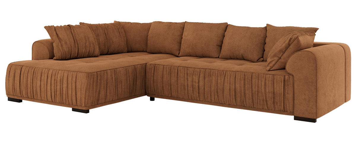 ECKSOFA ORTA Orange Stukture - Links - Schwarz/Orange, Textil (325/200cm) - MKS