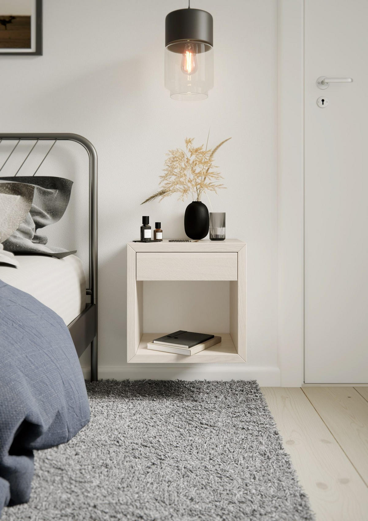 NACHTTISCH Hugo 2er Set, weiße Birke, 30/39/39 cm - Weiß, Holz (39/39/30cm) - WOODEK